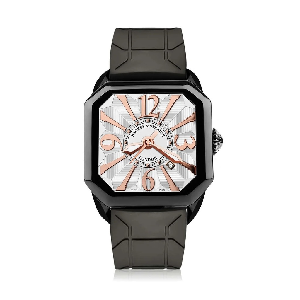 Berkeley Black Steel Watch White Dial With Rose Arabic Markers