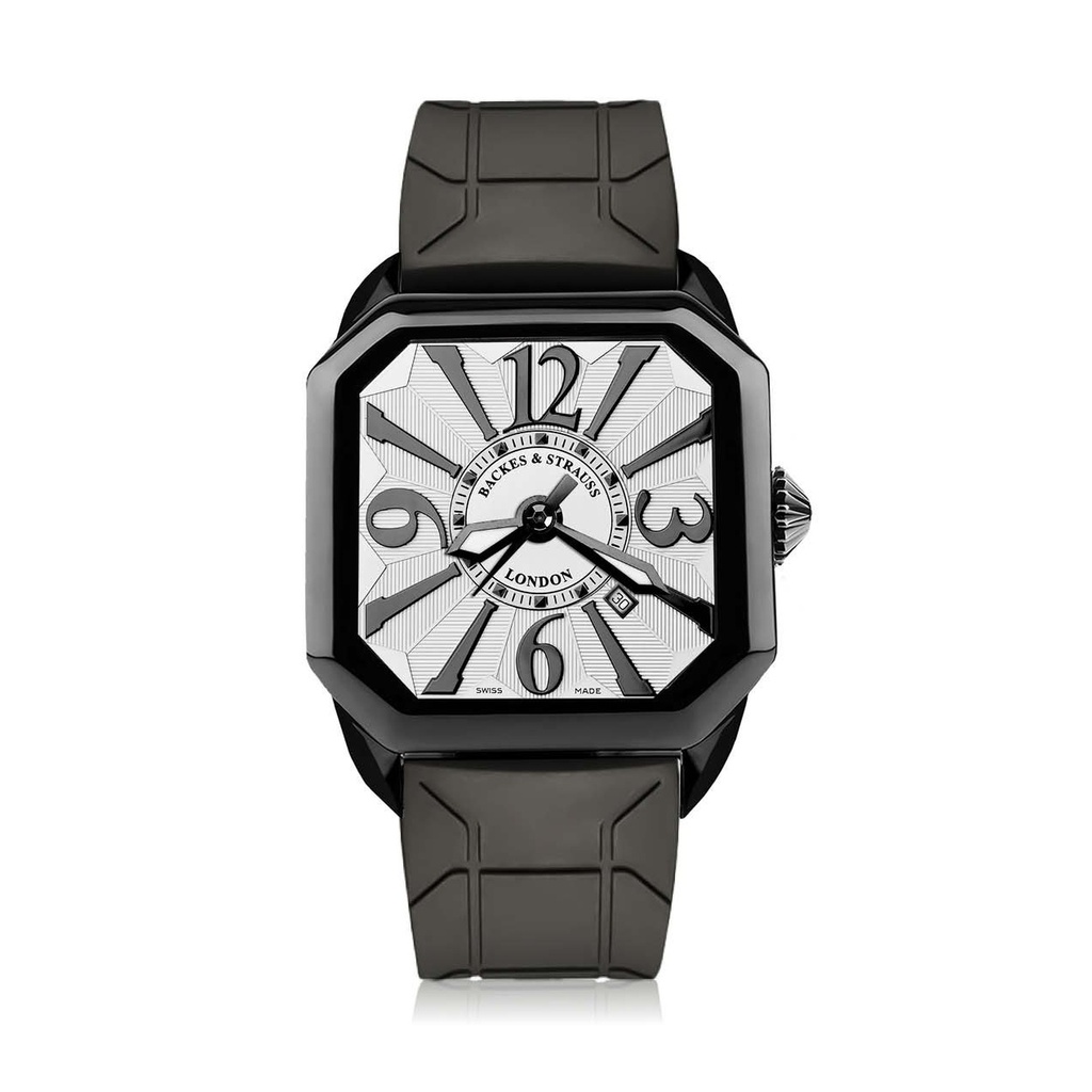 Berkeley Black Steel Watch White Dial With Black Arabic Markers