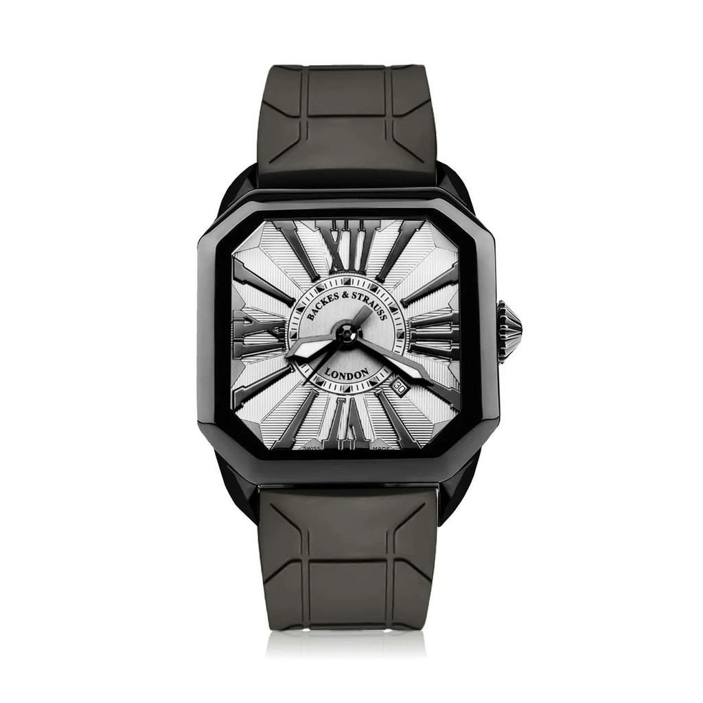 Berkeley Black Steel Watch White Dial With Black Roman Markers