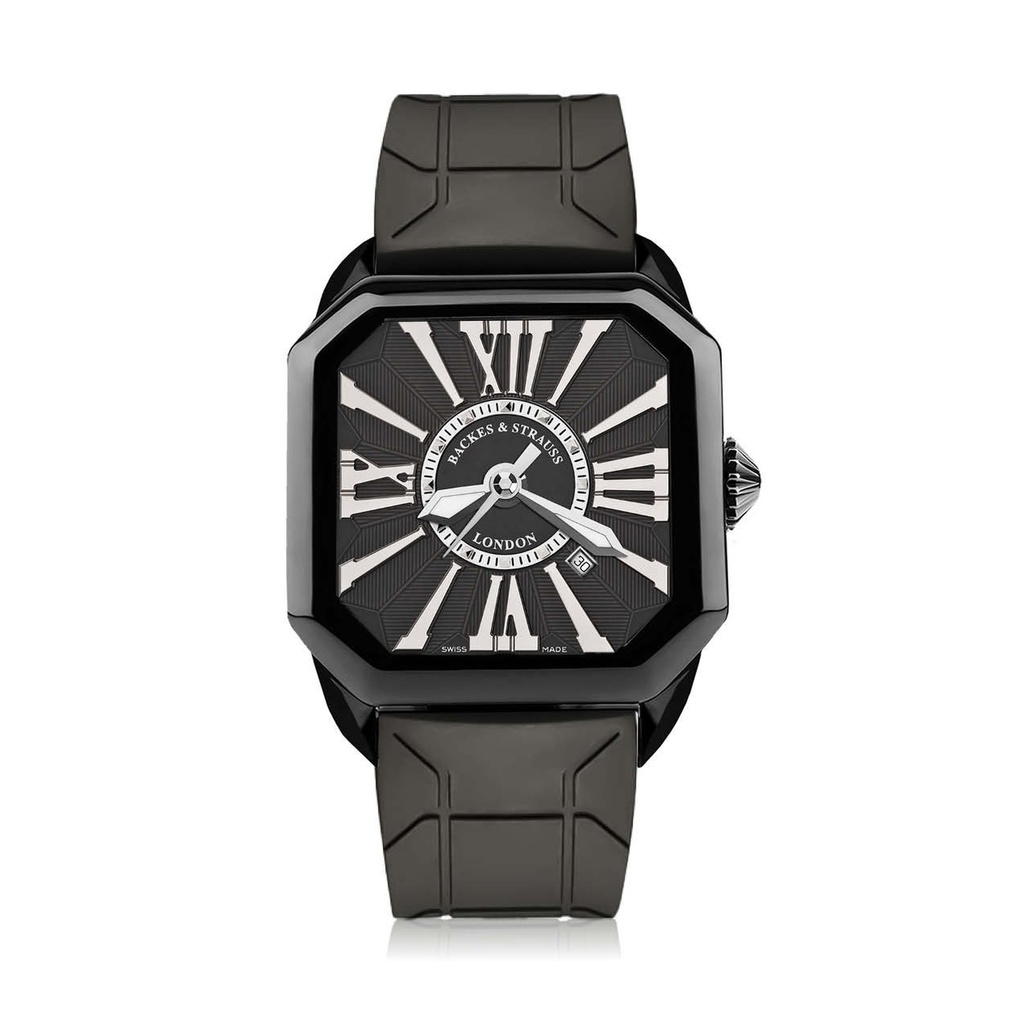 Berkeley Black Steel Watch Black Dial With White Roman Markers