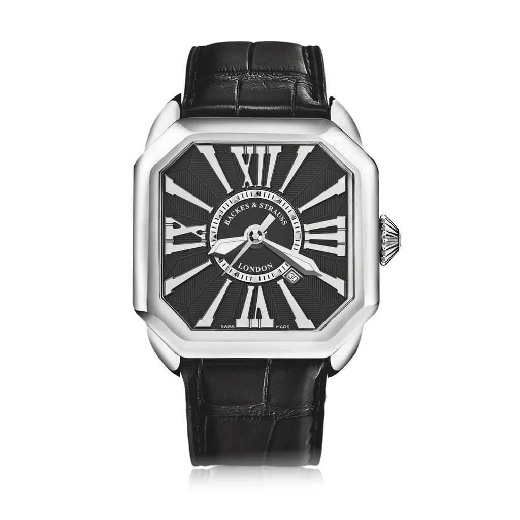 Berkeley Stainless Steel Watch Black Dial With White Roman Markers