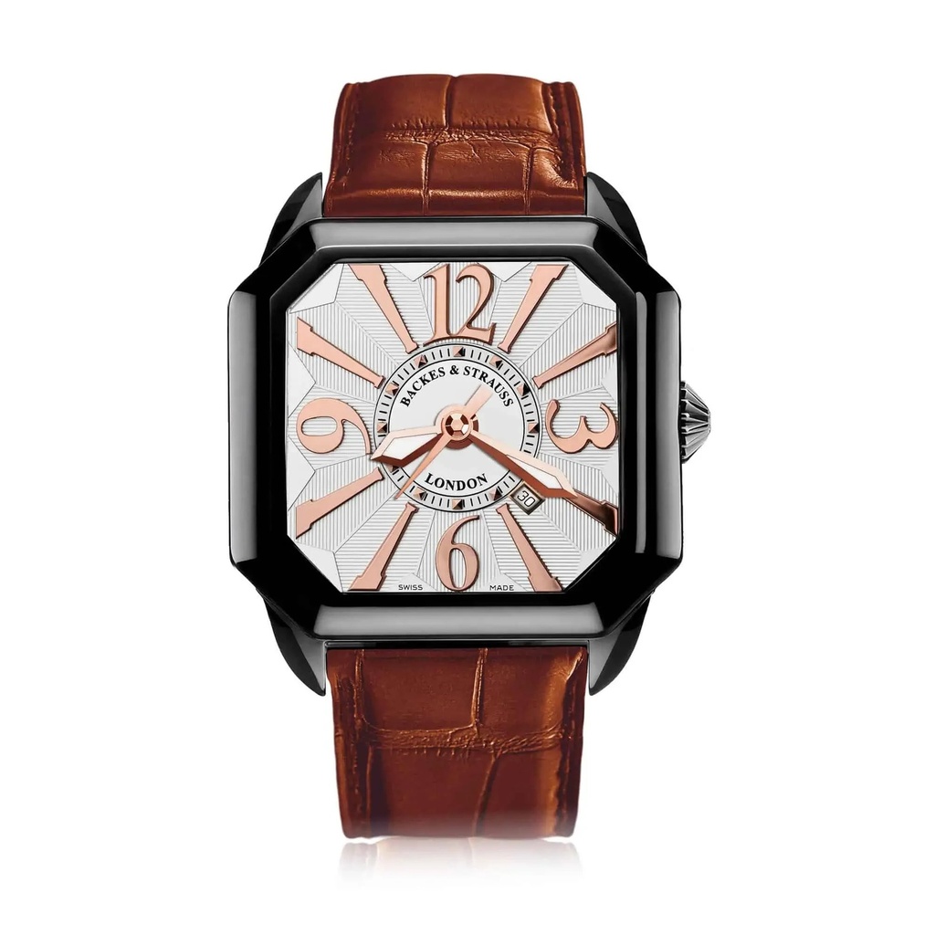Berkeley Black Steel Watch White Dial With Rose Arabic Markers