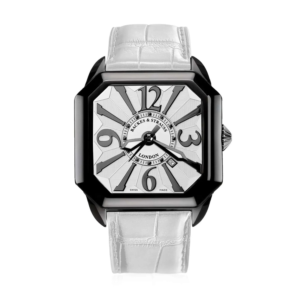 Berkeley Black Steel Watch White Dial With Black Arabic Markers