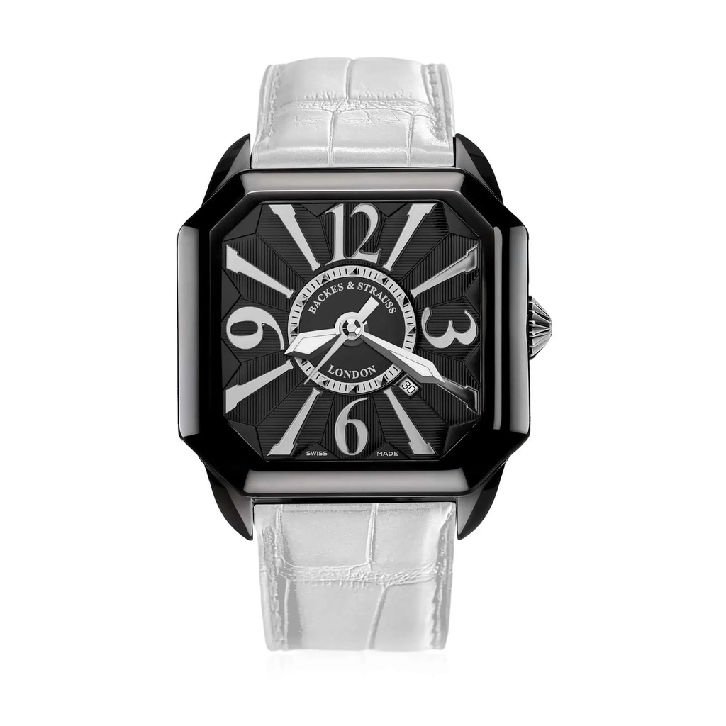 Berkeley Black Steel Watch Black Dial With White Arabic Markers