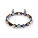 Shamballa Jewels - White Gold Brown Diamond, Blue Sapphire, Aquamarine, Tanzanite & White Diamond 8mm Braided Bracelet