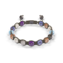 Shamballa Jewels - Black Gold & White Gold Tanzanite, Aquamarine, Malachite, Grey Moonstone, Amethyst, Brown Moonstone & Yellow Diamond 8mm Braided Bracelet
