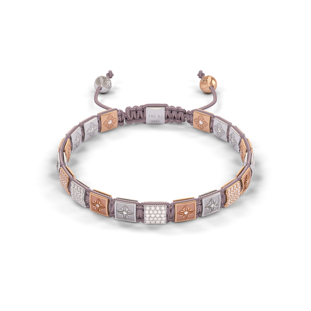 Shamballa Jewels - White Gold & Rose Gold White Diamond 6mm Lock Bracelet