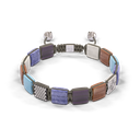 Shamballa Jewels - Black Gold & White Gold White Diamond, Aquamarine, Tanzanite, Grey Moonstone, Amethyst & Brown Moonstone 10mm Lock Bracelet