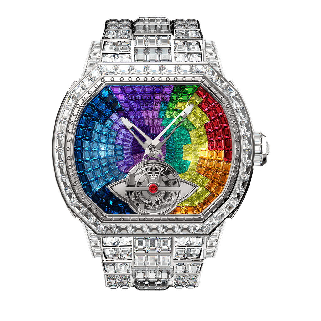 Reflect Kalos Multicolor Rainbow & Diamond Bracelet White Gold Watch