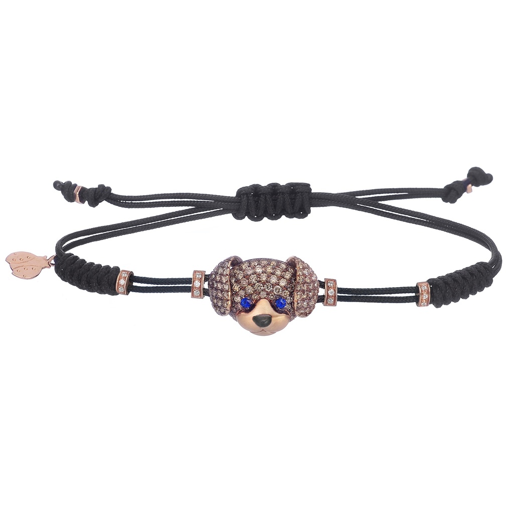 Large Rose Gold & Brown Diamond Puppy Bracelet
