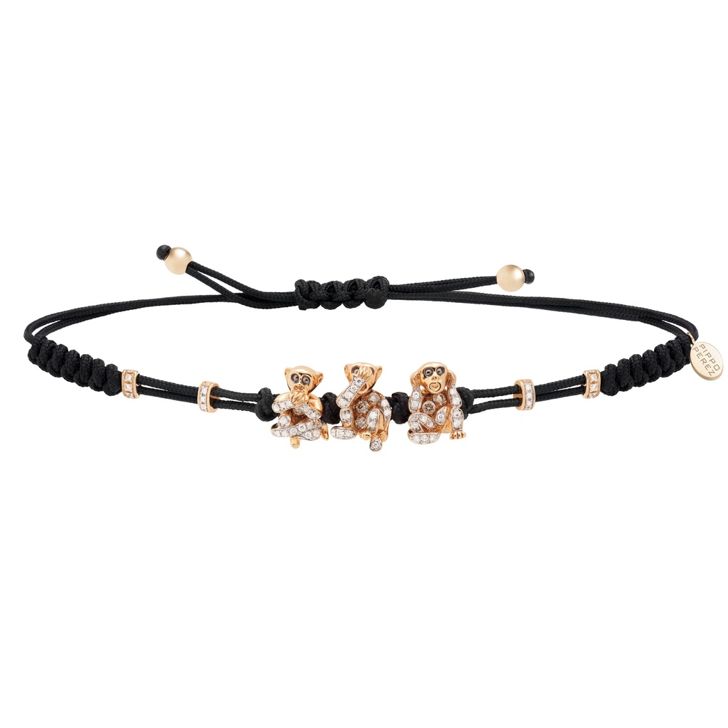 Rose Gold & White Diamonds 3 Apes Bracelet