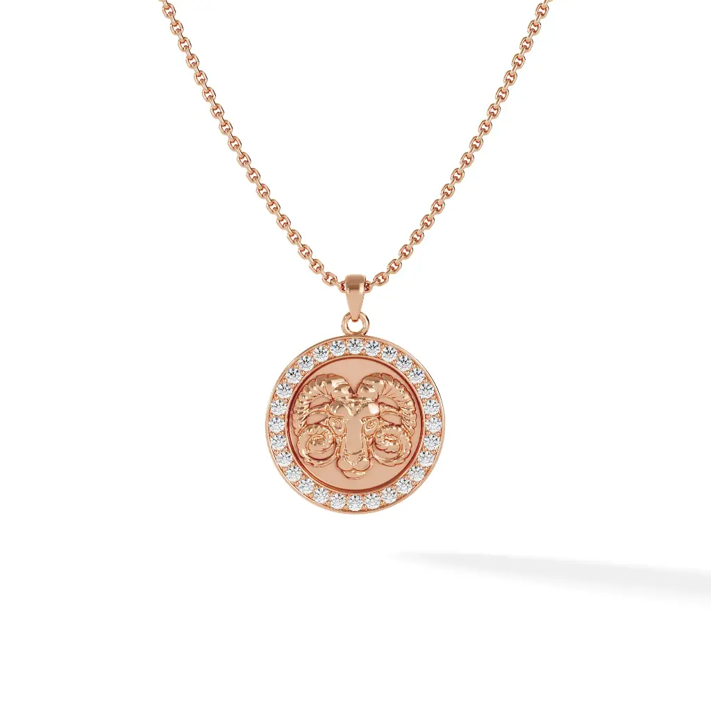 Aries Zodiac Pendant - Pave Diamond 