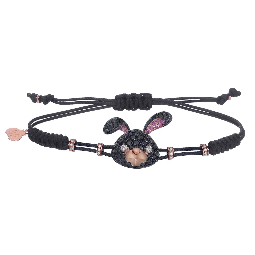 Toy Rabbit Black Diamond Cord Bracelet
