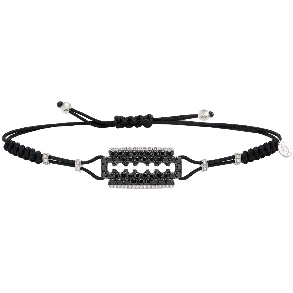 White Gold & Black Diamonds Blade Bracelet