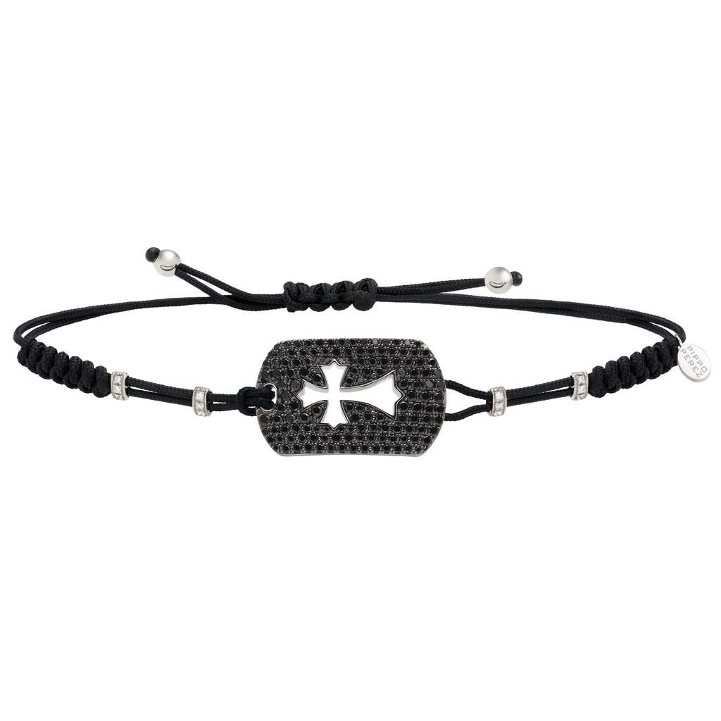 White Gold & Black Diamonds Cross Bracelet