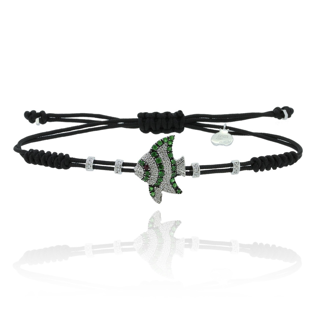 White Gold Angel-Fish Green Bracelet