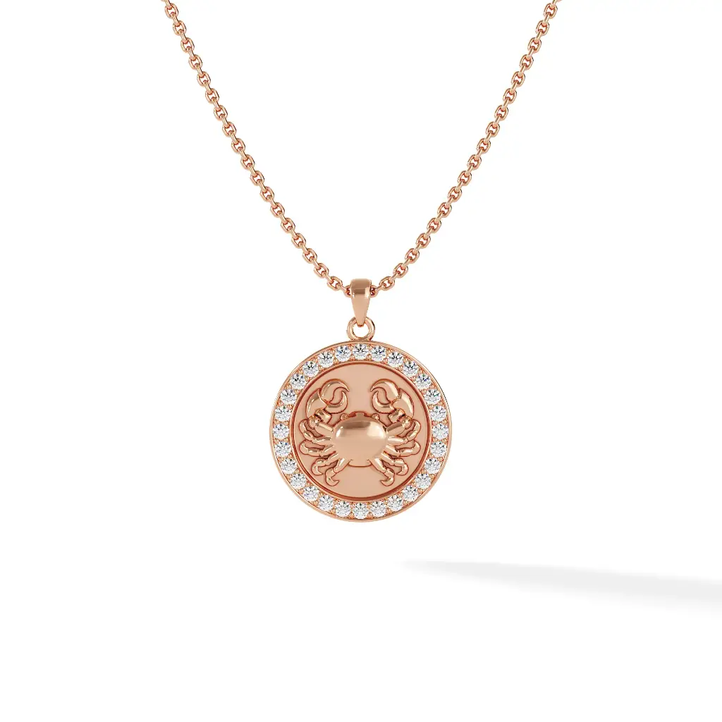 Cancer Zodiac Pendant - Pave Diamond