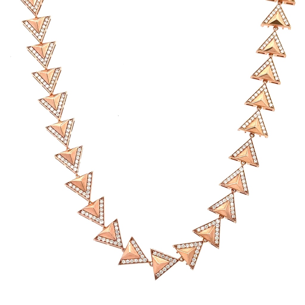 Rose Gold & Diamond 3d Choker Necklace