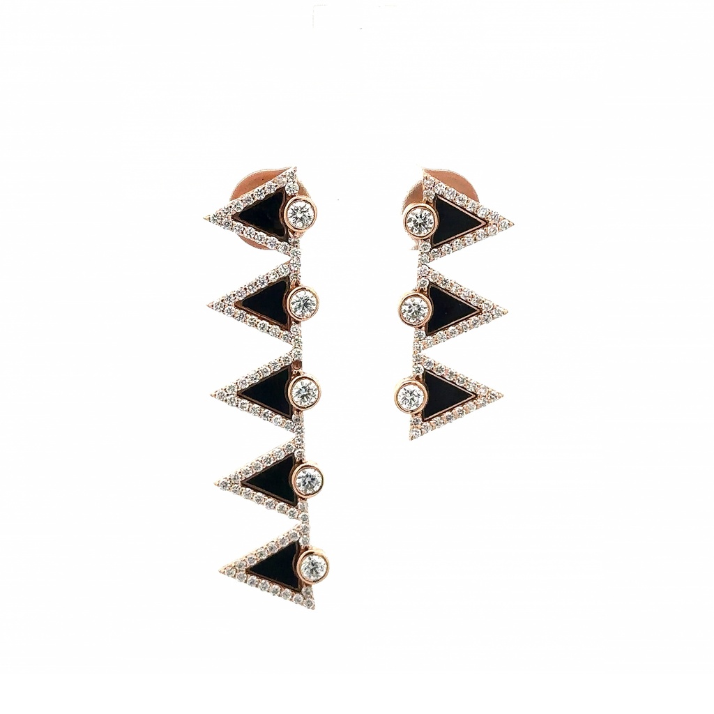 Rose Gold Asymmetric Diamond Earrings