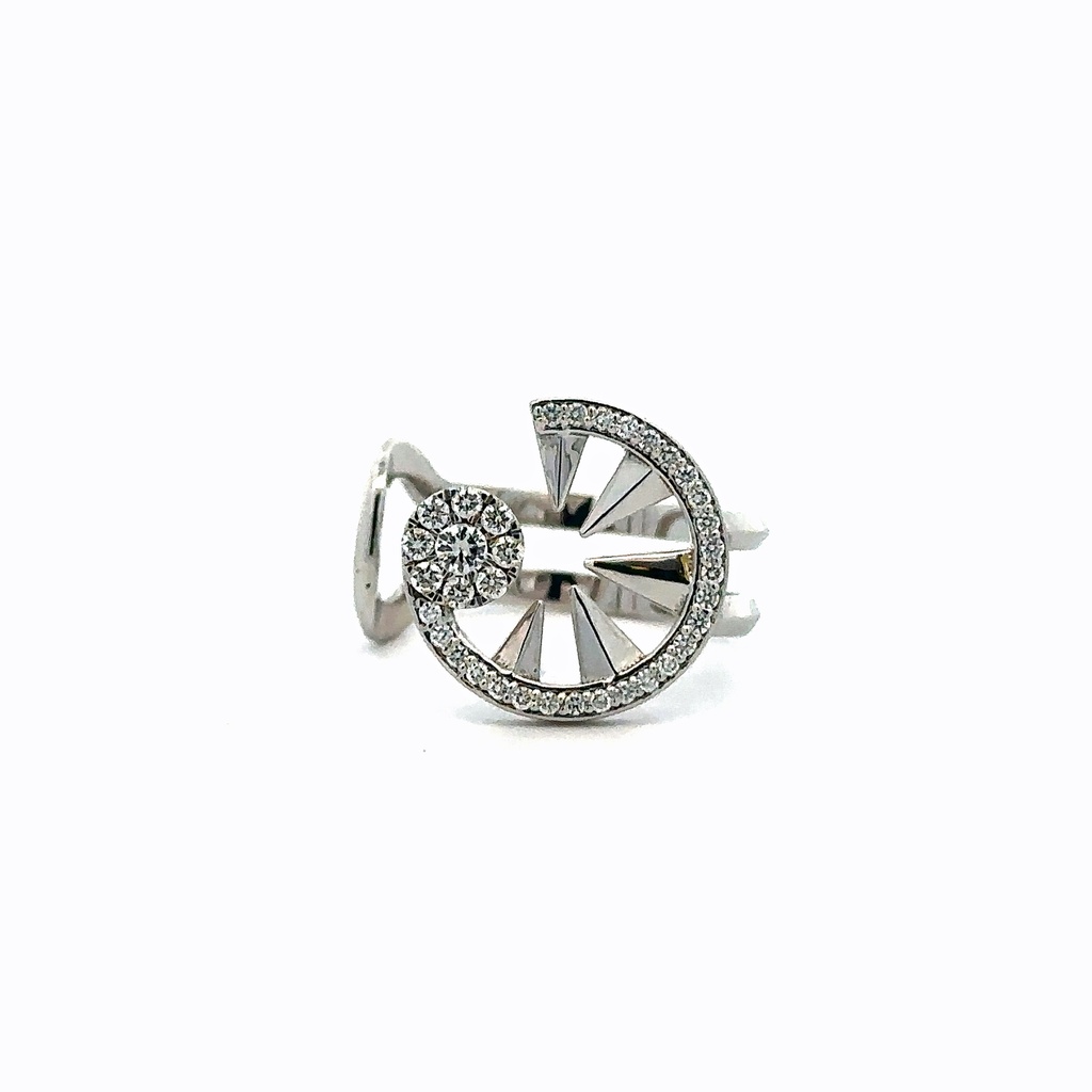 White Gold Diamond Mini Orbit Pinky Ring