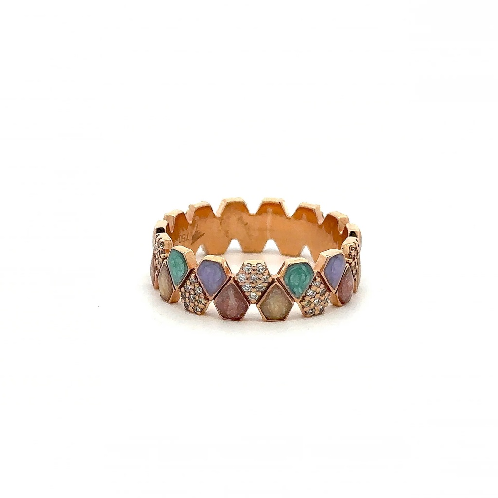 Rose Gold Elixir Pave Diamond & Colour Ring