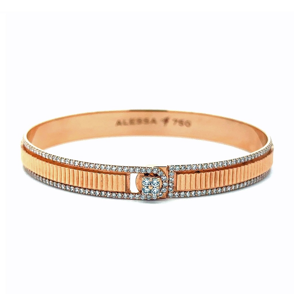 Rose Gold Spectrum Diamond Border Beveled Bracelet