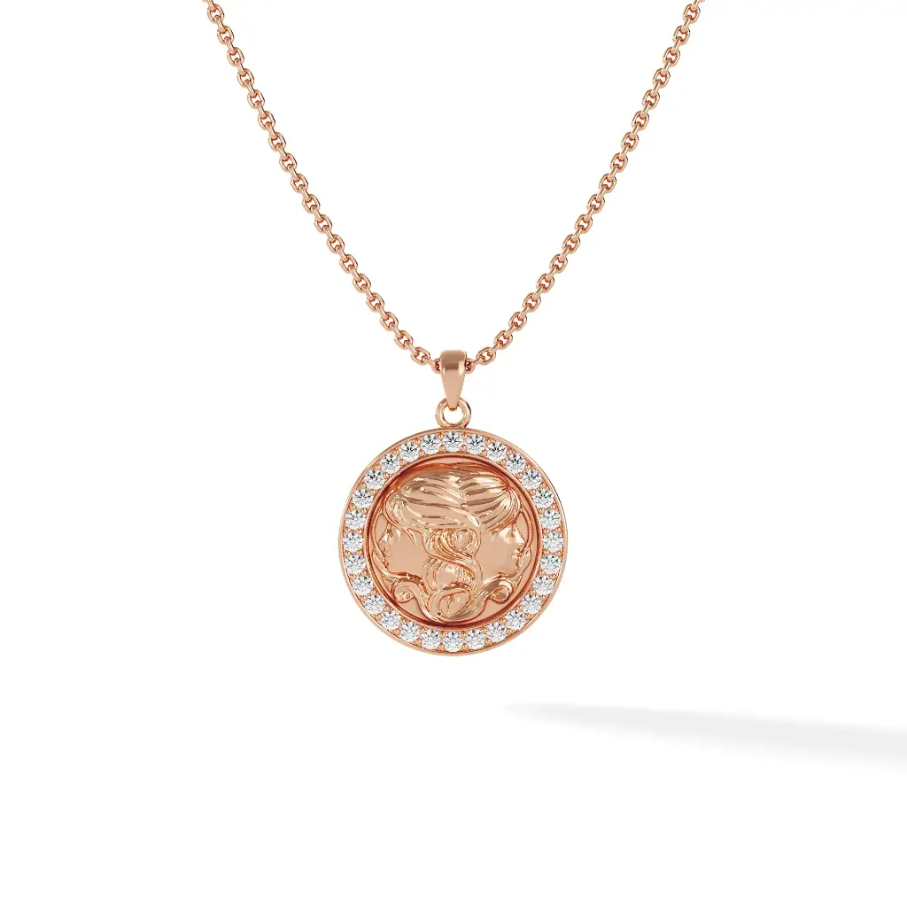 Gemini Zodiac Pendant - Pave Diamond