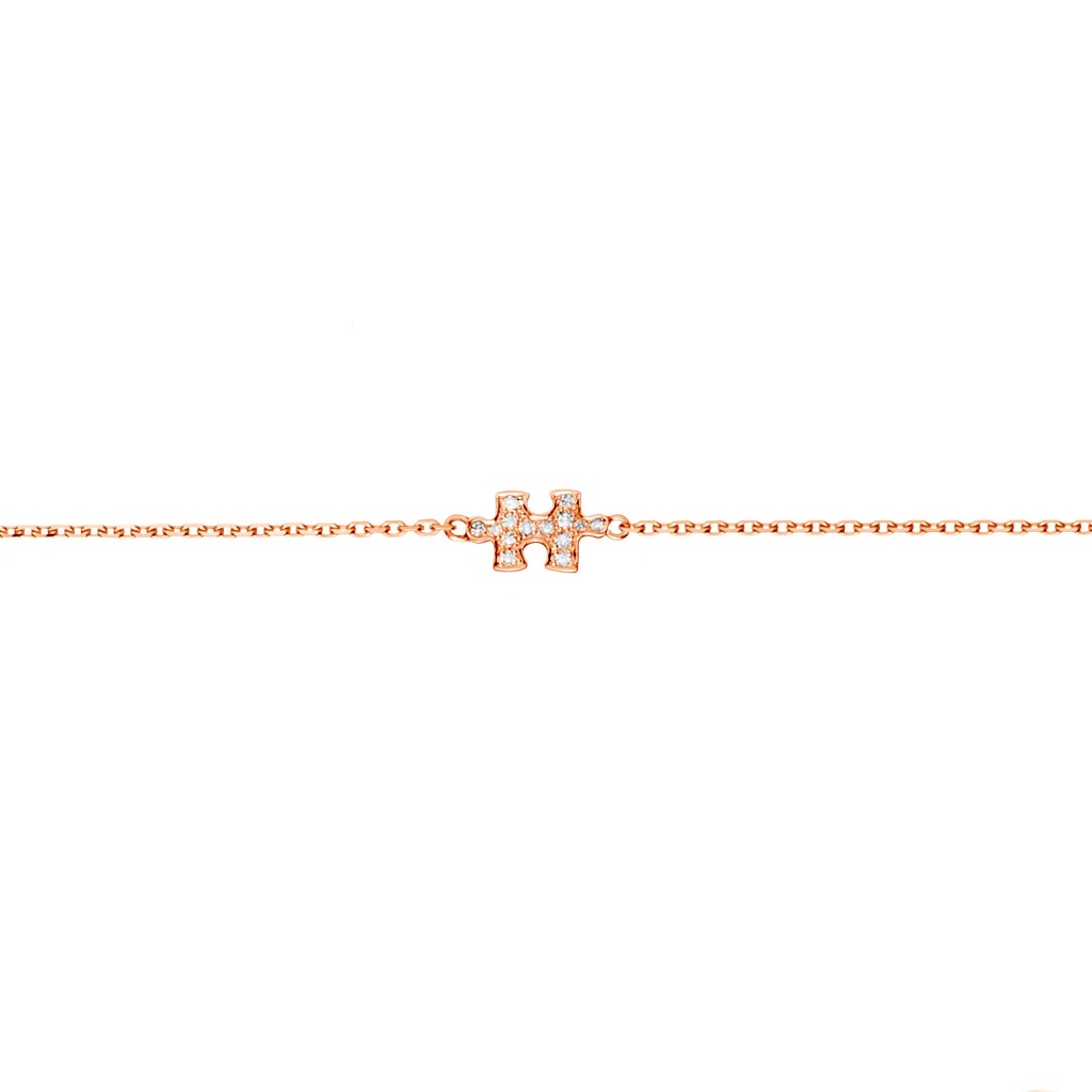 Rose Gold Mini Puzzle Diamond Chain Bracelet
