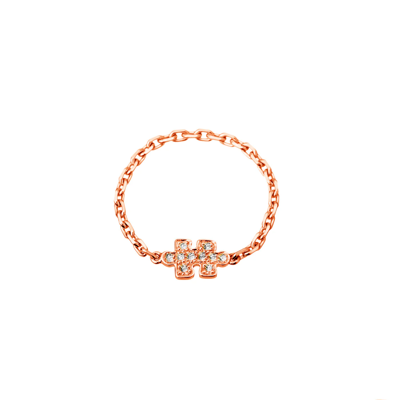 Rose Gold Mini Puzzle Diamond Chain Ring