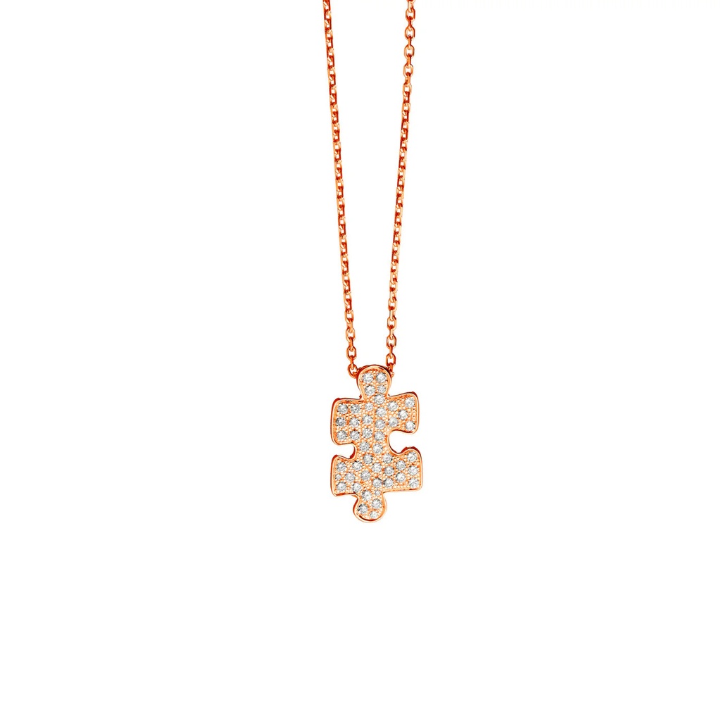 Rose Gold Mini Puzzle Diamond Necklace