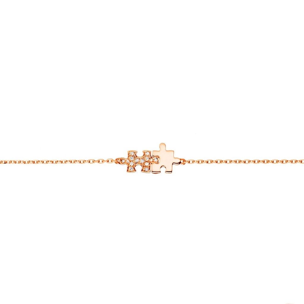 Rose Gold Mini Puzzle Duo Diamond Chain Bracelet