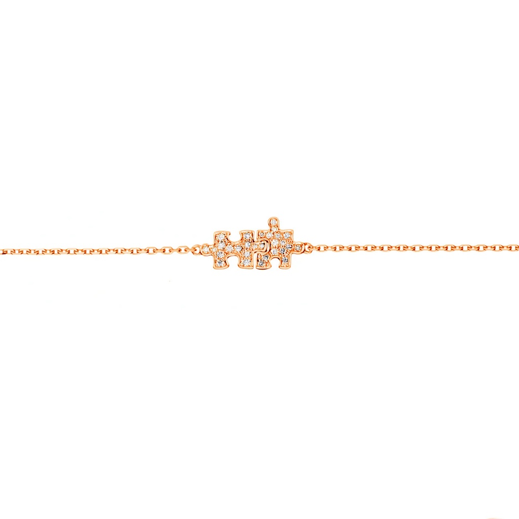 Rose Gold Mini Puzzle Duo Diamond Chain Bracelet