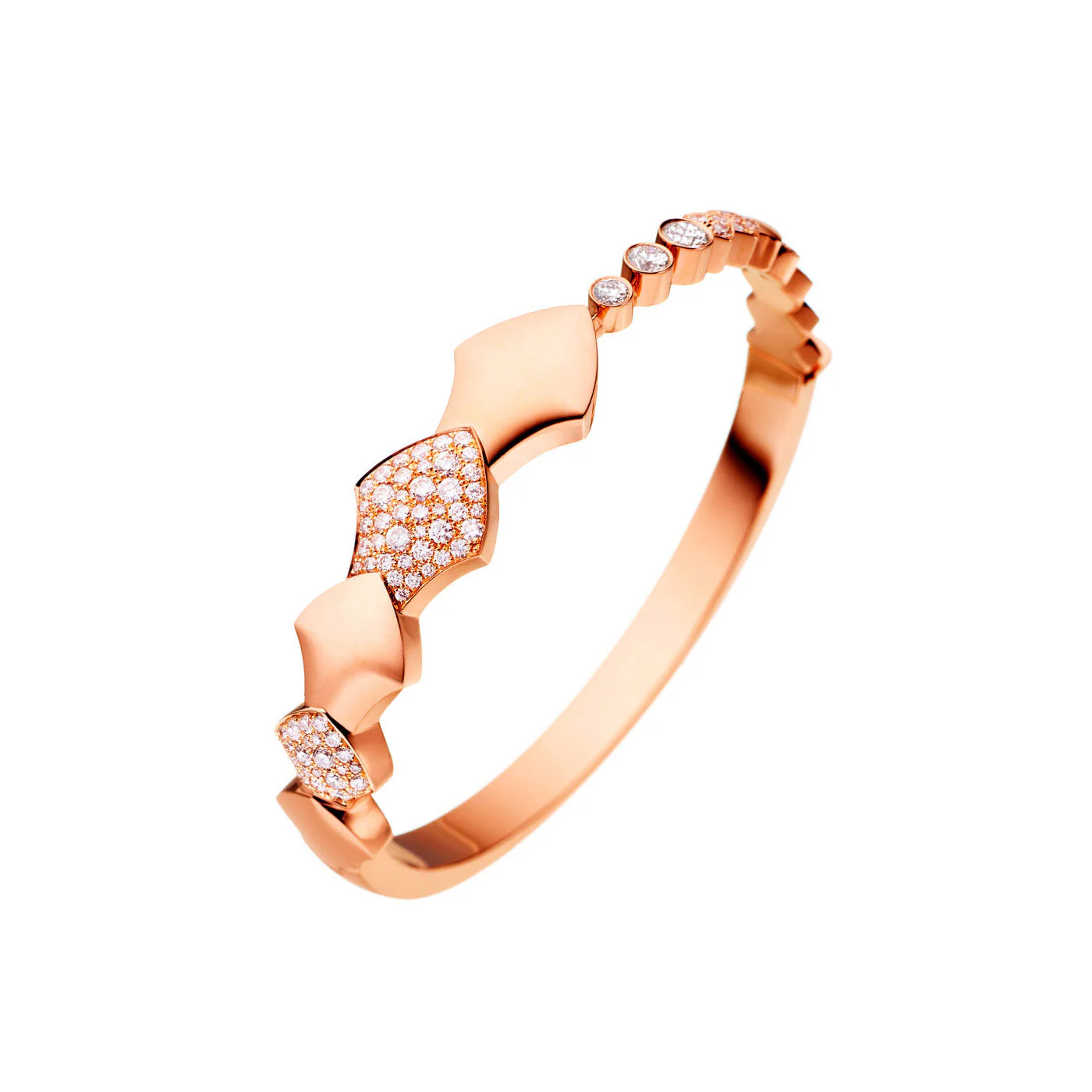 Rose Gold Python Diamond Bangle Bracelet