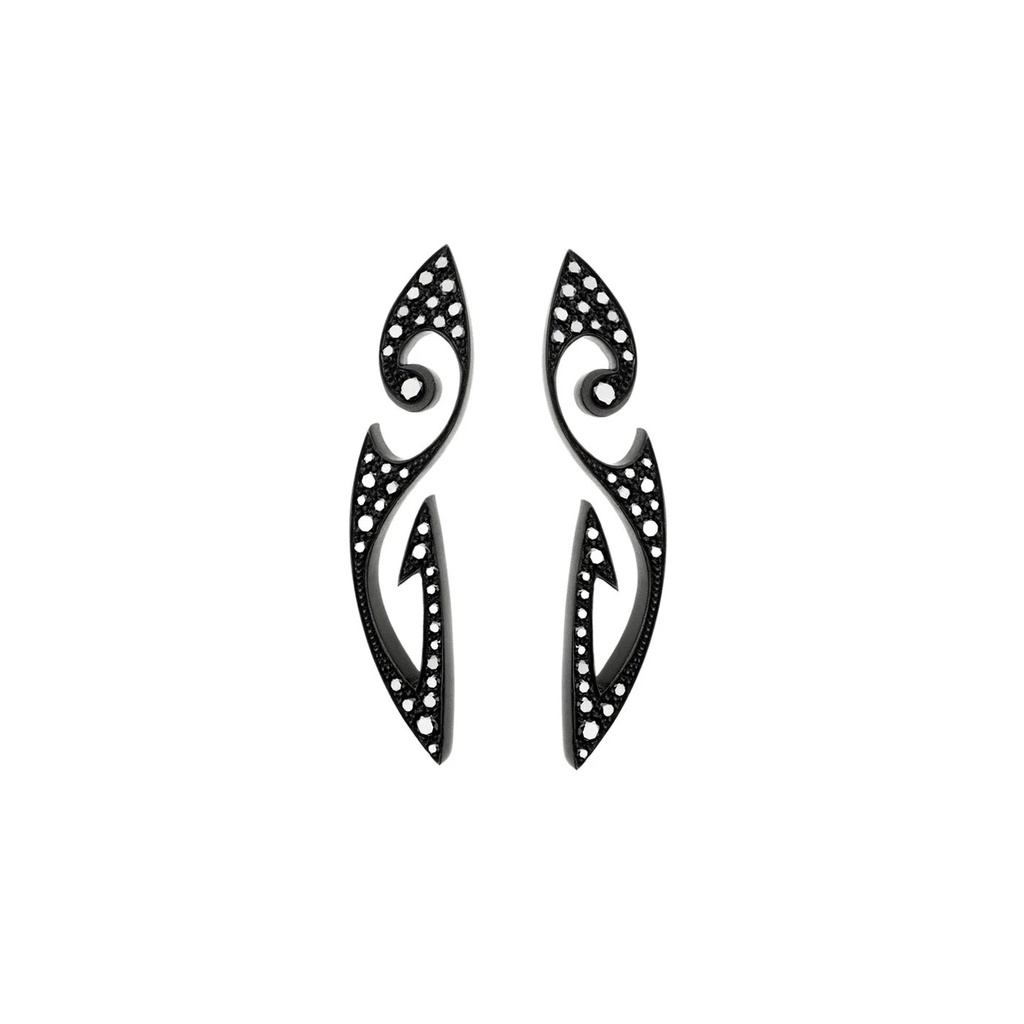 Titanium Tattoo Black Diamond Earrings