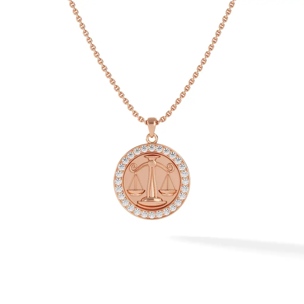 Libra Zodiac Pendant - Pave Diamond