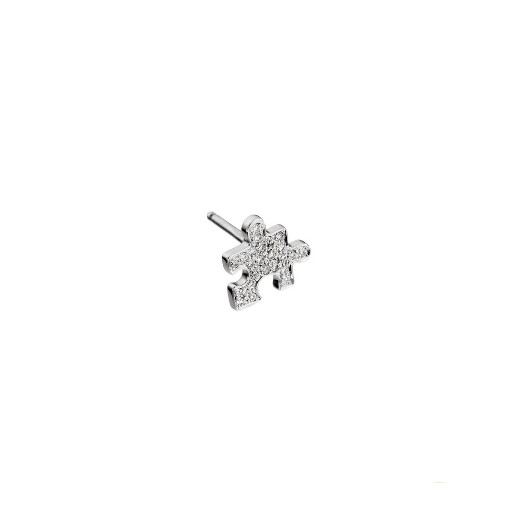 White Gold Mini Puzzle Diamond Earring