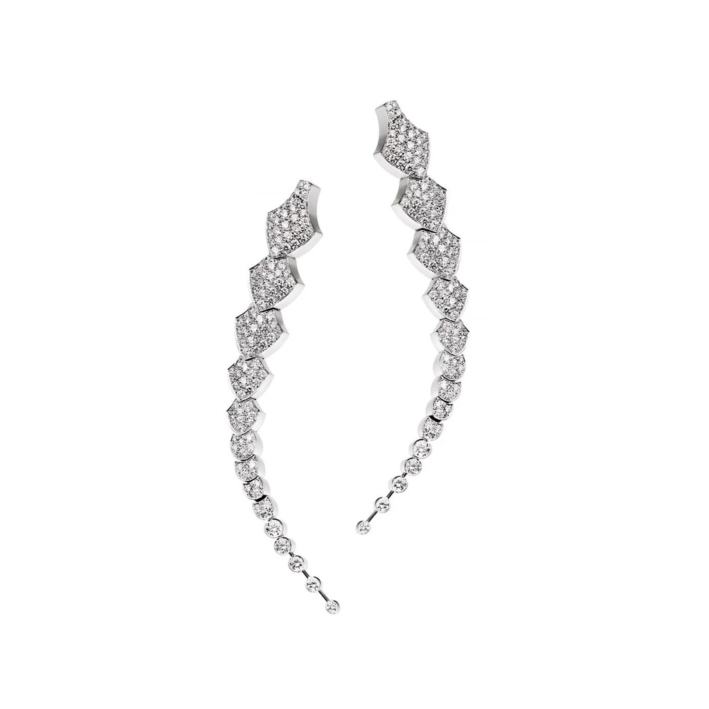 White Gold Python Diamond Earrings