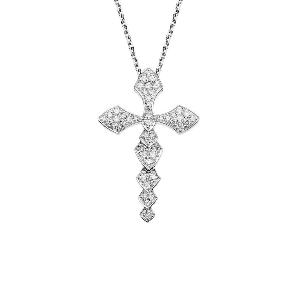 White Gold Python Diamond M Necklace