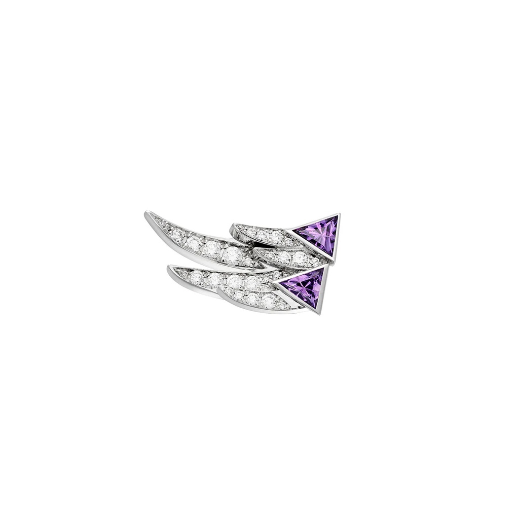 White Gold Spread Your Wings Amethyst Diamond Earring