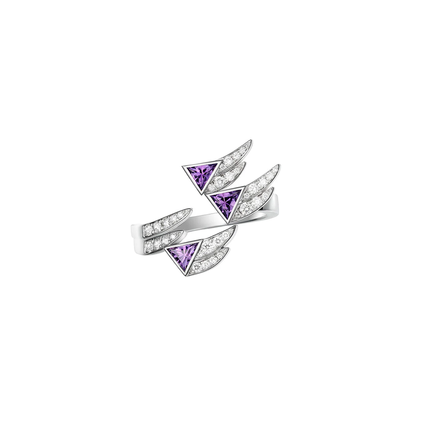 White Gold Spread Your Wings Amethyst Diamond Ring