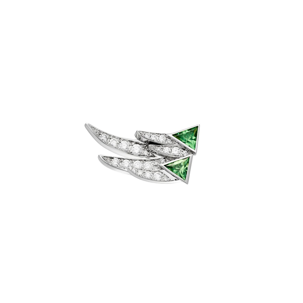 White Gold Spread Your Wings Tsavorite Diamond Earring