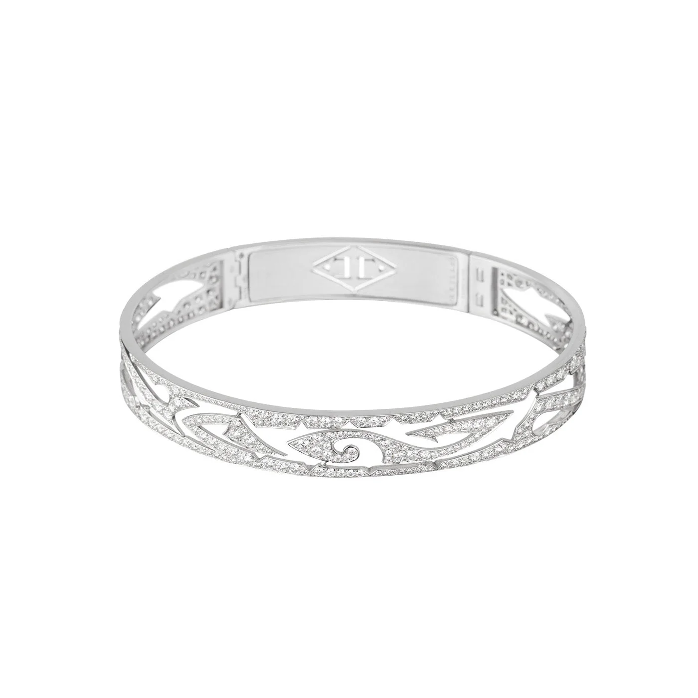 White Gold Tattoo Diamond Bangle Bracelet