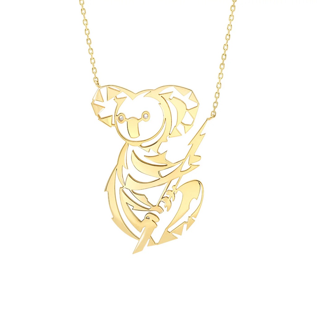 Yellow Gold Animal Tattoo Koala Diamond Necklace