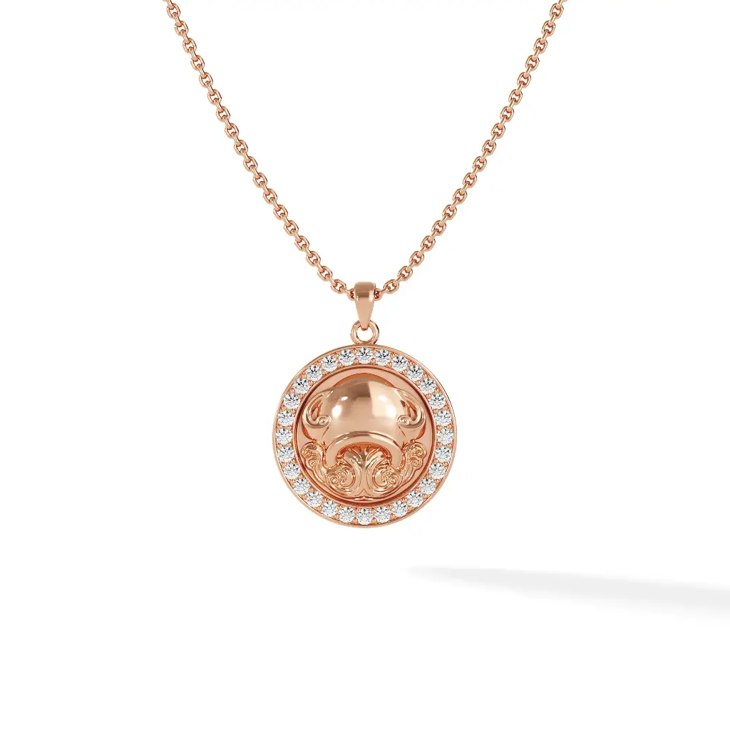Aquarius Zodiac Pendant - Pave Diamond