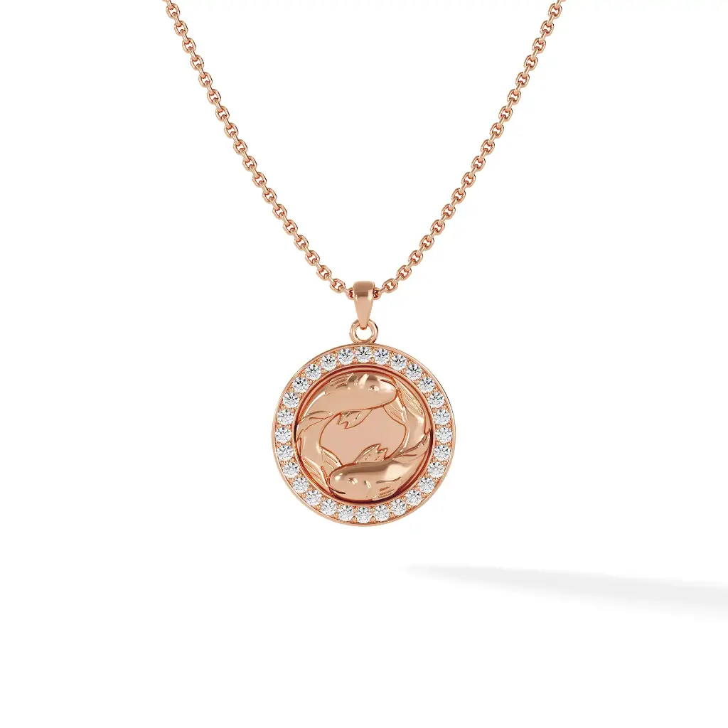 Pisces Zodiac Pendant - Pave Diamond