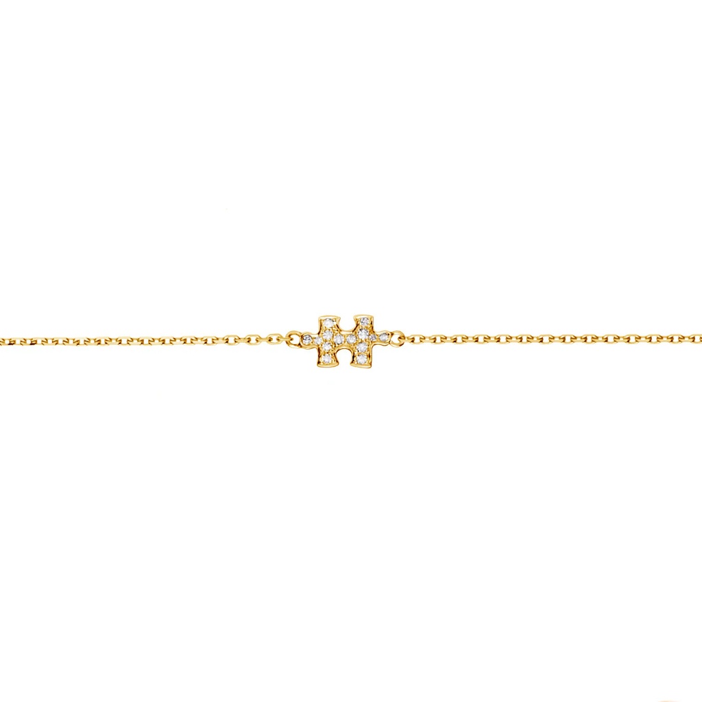 Yellow Gold Mini Puzzle Diamond Chain Bracelet