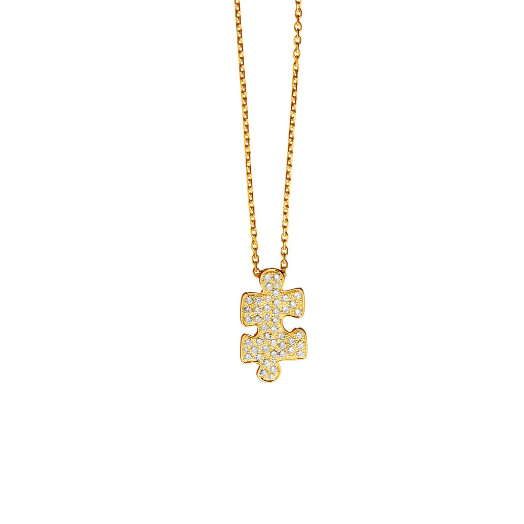 Yellow Gold Mini Puzzle Diamond Necklace