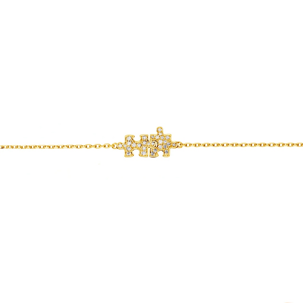 Yellow Gold Mini Puzzle Duo Diamond Chain Bracelet