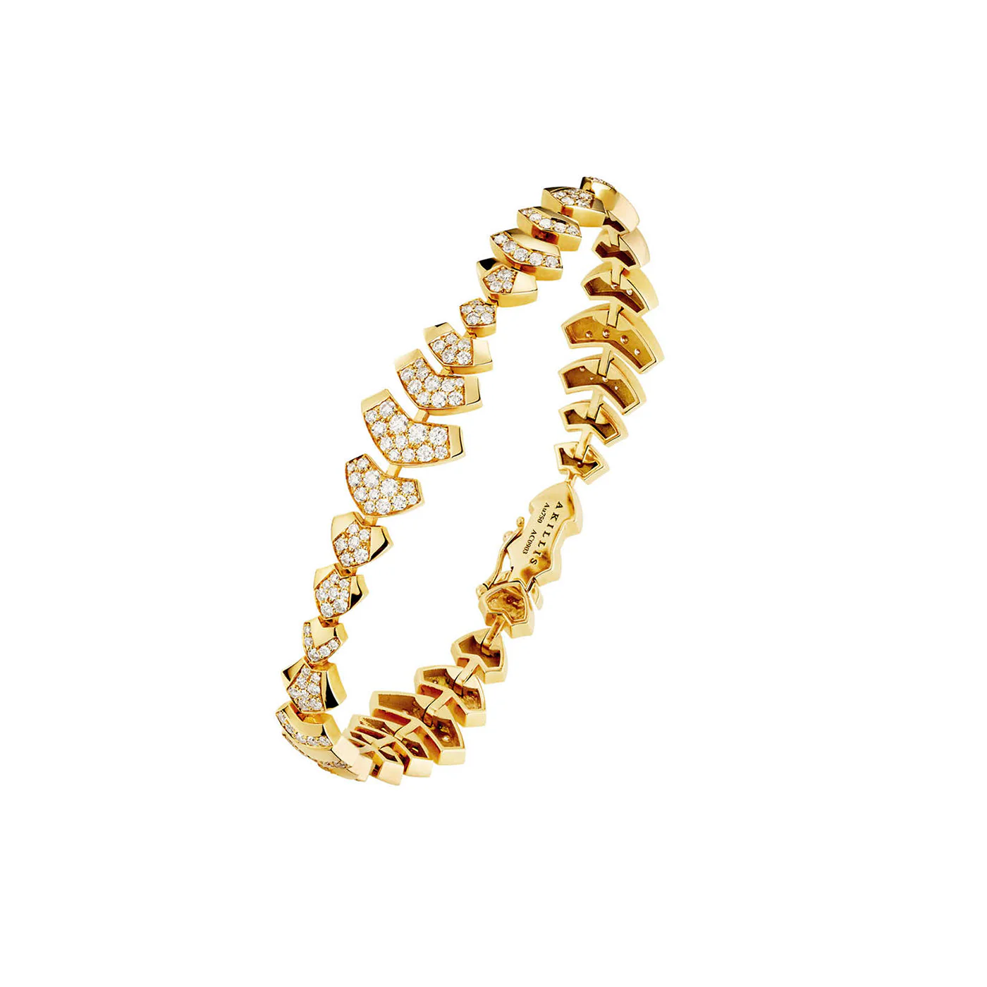 Yellow Gold Python Large Diamonds Articulated Bracelet
