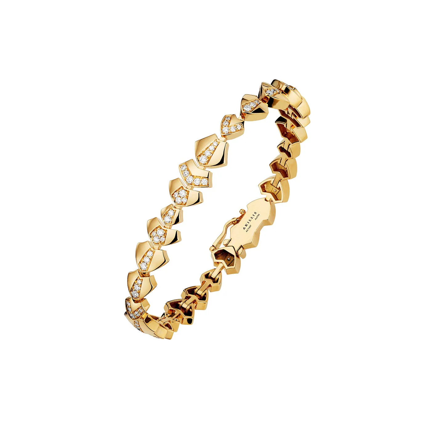 Yellow Gold Python Small Diamonds Articulated Bracelet